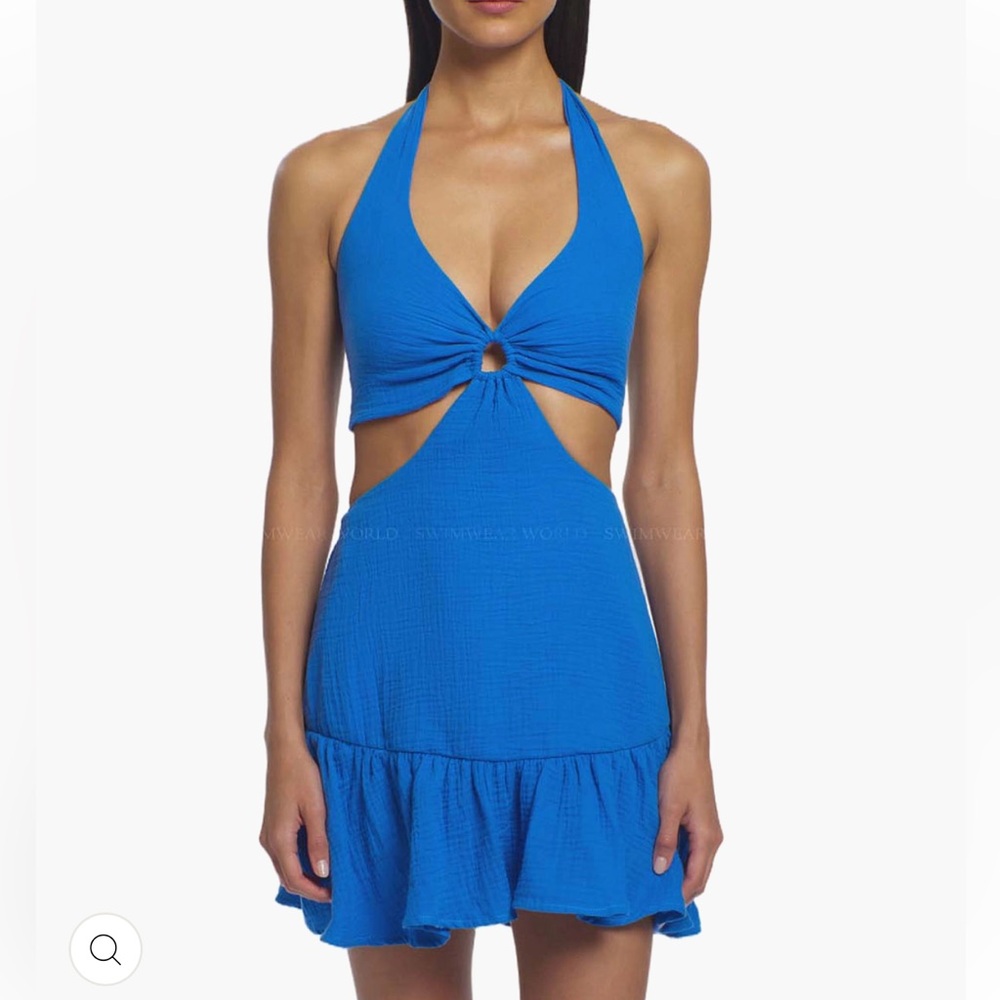 Peixoto Ariel Dress - Blue Halter Cutout Dress -  M - NWT